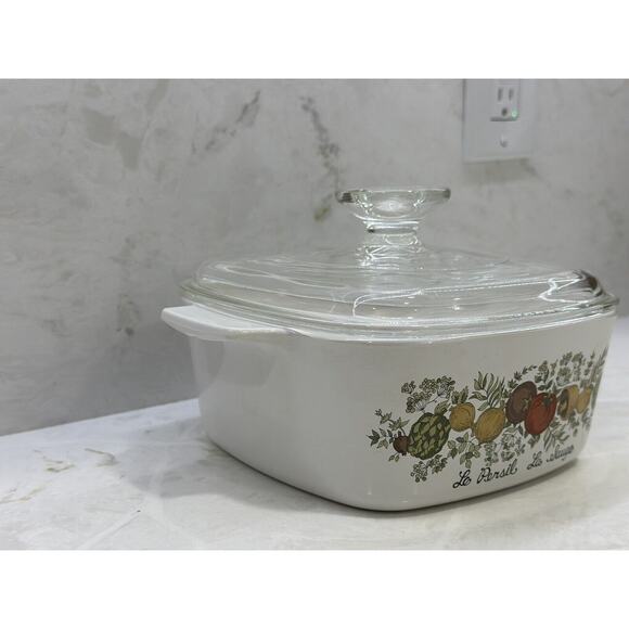 Vintage CorningWare Spice of Life 1.5 Qt Le Persil La Sauge Casserole w/Lid - Picture 3 of 11